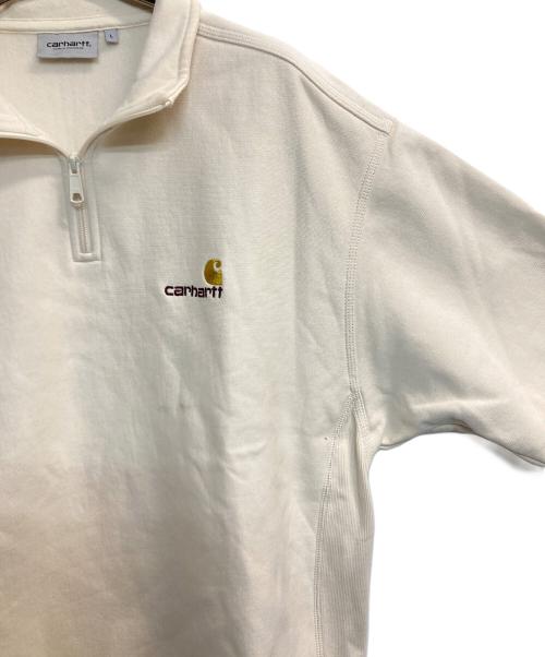 CarHartt（カーハート）CarHartt (カーハート) HALF ZIP AMERICAN SCRIPT SWEAT アイボリー サイズ:Ｌの古着・服飾アイテム
