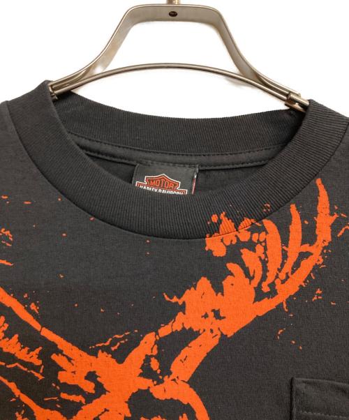 HARLEY-DAVIDSON（ハーレーダビッドソン）HARLEY-DAVIDSON (ハーレーダビッドソン) プリントTシャツ ブラック×オレンジ サイズ:Mの古着・服飾アイテム
