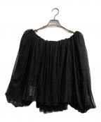 ackaエーシーケーエー）の古着「tulle shirring blouse/チュールオフショルダーブラウス」｜ブラック