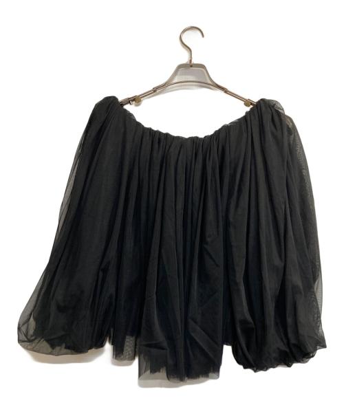 acka（エーシーケーエー）Acka (エーシーケーエー) tulle shirring blouse/チュールオフショルダーブラウス ブラック サイズ:ＦＲＥＥの古着・服飾アイテム