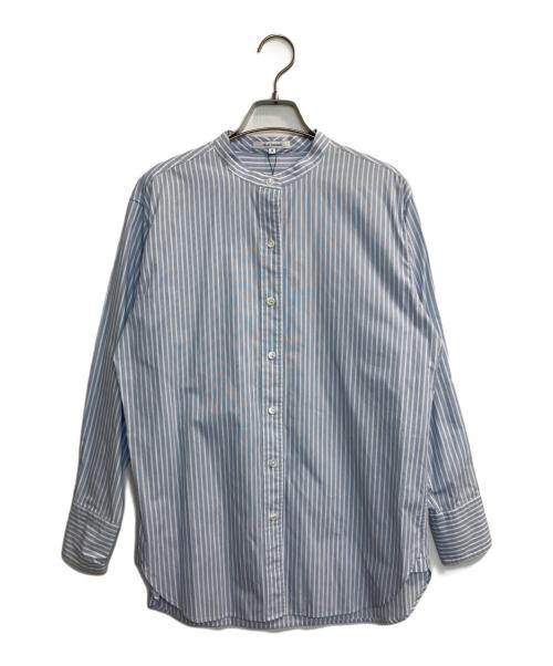 23区（ニジュウサンク）23区 (ニジュウサンク) 【洗える】CANCLINI バンドカラー シャツ ブルー×ホワイト サイズ:38の古着・服飾アイテム