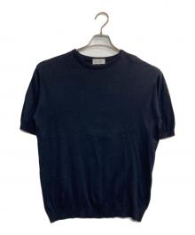 JOHN SMEDLEY（ジョンスメドレー）の古着「半袖ニット」｜ネイビー