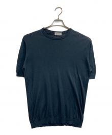 JOHN SMEDLEY（ジョンスメドレー）の古着「半袖ニット」｜ブルー