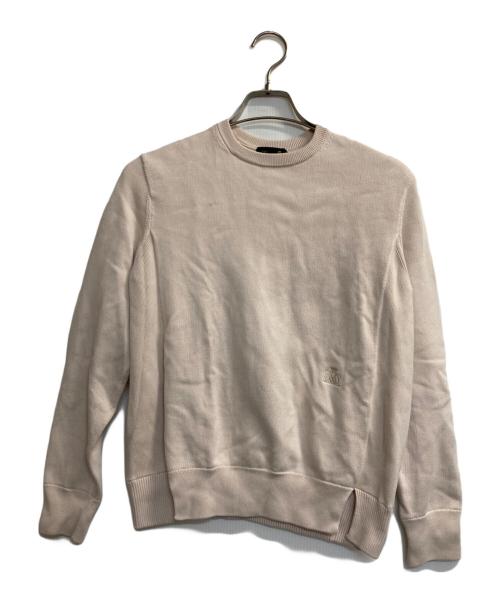 DRAWER（ドゥロワー）Drawer (ドゥロワー) 12Gインレイ編みクルーネックニット ベージュ サイズ:Ｍの古着・服飾アイテム