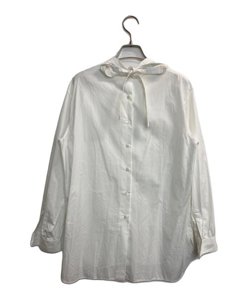 DRAWER（ドゥロワー）Drawer (ドゥロワー) コットンタックブザムバックリボンブラウス ホワイト サイズ:38の古着・服飾アイテム