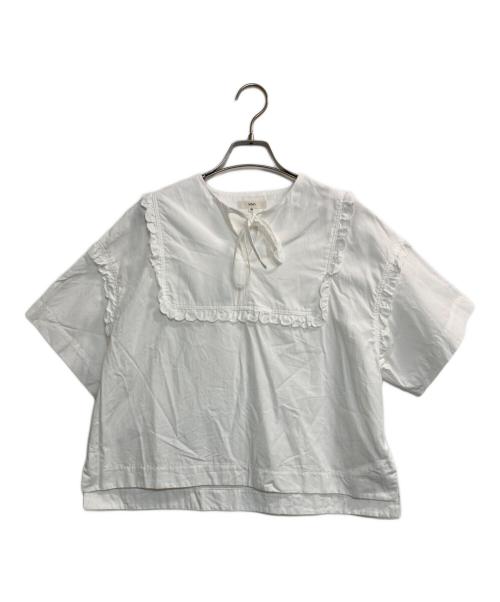 YORI（ヨリ）yori (ヨリ) フリルハーフスリーブブラウス ホワイト サイズ:36の古着・服飾アイテム