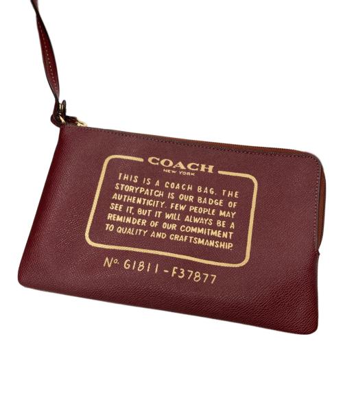 COACH（コーチ）COACH (コーチ) PVC レオパード柄 プリント リバーシブル ポーチ付き シティトート ベージュ×レッドの古着・服飾アイテム