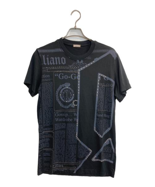 GALLIANO（ガリアーノ）GALLIANO (ガリアーノ) スタッズ時計塔T-SHIRTS ブラック サイズ:Ｍの古着・服飾アイテム