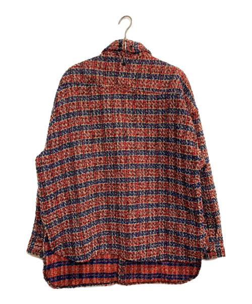 DANKE SCHON（ダンケ シェーン）Danke schon (ダンケ シェーン) ネックスリットツイードチェックシャツ レッド サイズ:Fの古着・服飾アイテム
