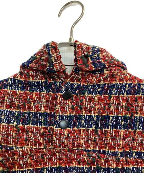 DANKE SCHON（ダンケ シェーン）Danke schon (ダンケ シェーン) ネックスリットツイードチェックシャツ レッド サイズ:Fの古着・服飾アイテム