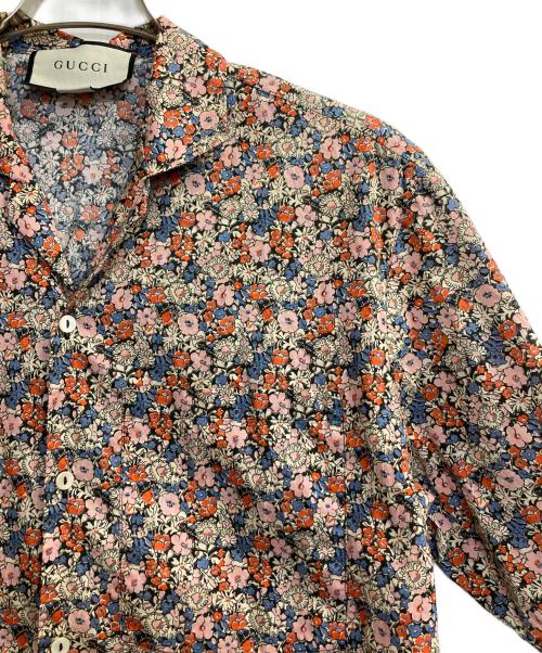 GUCCI（グッチ）GUCCI (グッチ) LIBERTYバックプリント花柄シャツ ピンク×ブラック サイズ:48の古着・服飾アイテム