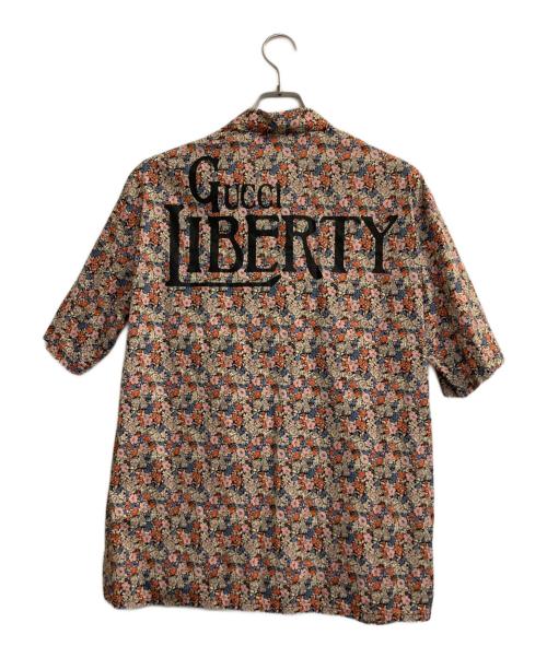 GUCCI（グッチ）GUCCI (グッチ) LIBERTYバックプリント花柄シャツ ピンク×ブラック サイズ:48の古着・服飾アイテム