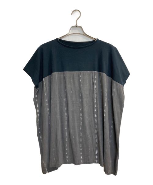 MM6 Maison Margiela（エムエムシックスメゾンマルジェラ）MM6 Maison Margiela (エムエムシックスメゾンマルジェラ) ショートスリーブワイドカットソー ブラック×グレー サイズ:Ｓの古着・服飾アイテム