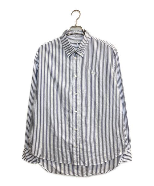 maison kitsune（メゾンキツネ）MAISON KITSUNE (メゾンキツネ) ストライプシャツ ブルー サイズ:Lの古着・服飾アイテム