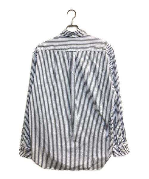 maison kitsune（メゾンキツネ）MAISON KITSUNE (メゾンキツネ) ストライプシャツ ブルー サイズ:Lの古着・服飾アイテム