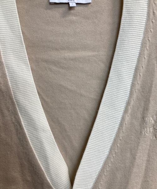 maison kitsune（メゾンキツネ）MAISON KITSUNE (メゾンキツネ) コントラスト コットン コンフォート カーディガン ベージュ サイズ:Lの古着・服飾アイテム
