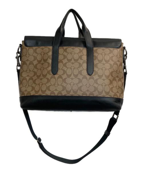 COACH（コーチ）COACH (コーチ) Hamilton Portfolio Brief In Signature Canvas/ハミルトンポートフォリオブリーフインシグネチャーキャンバス ブラック×ベージュの古着・服飾アイテム