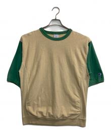 Champion REVERSE WEAVE（チャンピオン リバース ウィーブ）の古着「半袖カットソー」｜グリーン×ベージュ