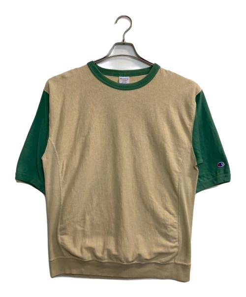 Champion REVERSE WEAVE（チャンピオン リバース ウィーブ）Champion REVERSE WEAVE (チャンピオン リバース ウィーブ) 半袖カットソー グリーン×ベージュ サイズ:Ｍの古着・服飾アイテム