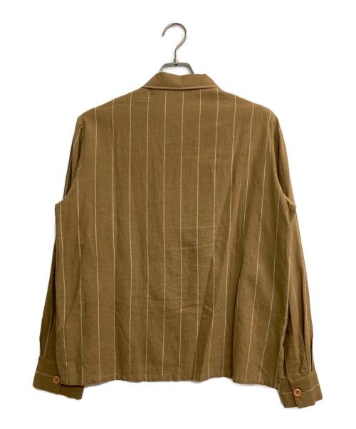 SEEALL（シーオール）SEEALL (シーオール) cotton stripe shirts ブラウン サイズ:46の古着・服飾アイテム