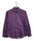 BURBERRY BLACK LABELバーバリーブラックレーベル）の古着「総柄ショートポイントカラーシャツ」｜ネイビー