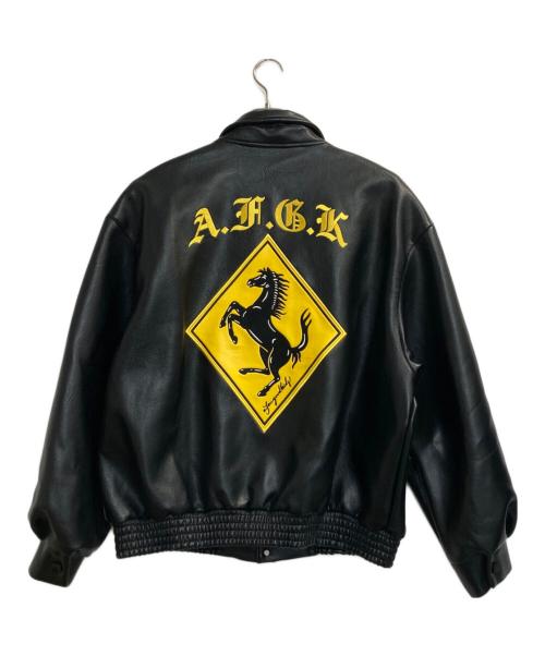 A FEW GOOD KIDS（アフューグッドキッズ）A FEW GOOD KIDS (アフューグッドキッズ) Fレザースタジャン ブラック×イエロー サイズ:ＸＬの古着・服飾アイテム