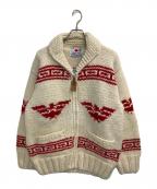 CANADIAN SWEATERカナディアンセーター）の古着「カウチンニットジャケット」｜レッド×ホワイト