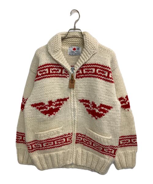CANADIAN SWEATER（カナディアンセーター）CANADIAN SWEATER (カナディアンセーター) カウチンニットジャケット レッド×ホワイト サイズ:-の古着・服飾アイテム