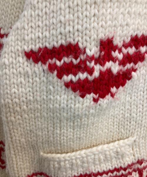 CANADIAN SWEATER（カナディアンセーター）CANADIAN SWEATER (カナディアンセーター) カウチンニットジャケット レッド×ホワイト サイズ:-の古着・服飾アイテム