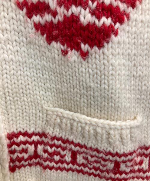 CANADIAN SWEATER（カナディアンセーター）CANADIAN SWEATER (カナディアンセーター) カウチンニットジャケット レッド×ホワイト サイズ:-の古着・服飾アイテム