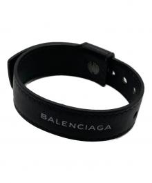 BALENCIAGA（バレンシアガ）の古着「レザーロゴブレスレット」｜ブラック