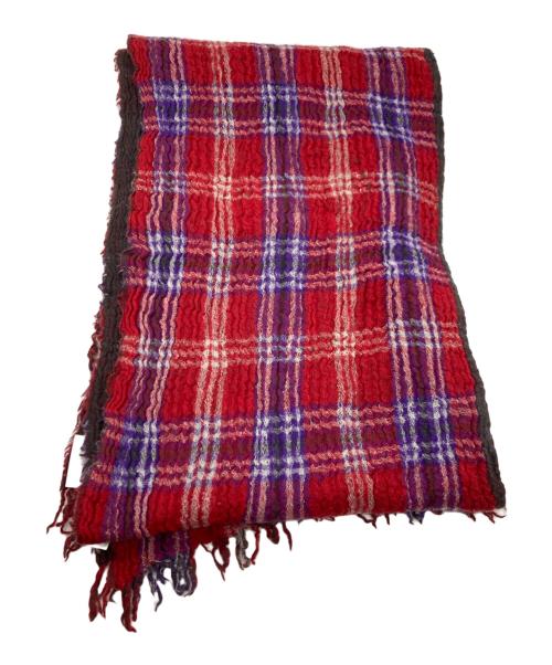 Vivienne Westwood（ヴィヴィアンウエストウッド）Vivienne Westwood (ヴィヴィアンウエストウッド) チェックマフラー パープル×レッドの古着・服飾アイテム