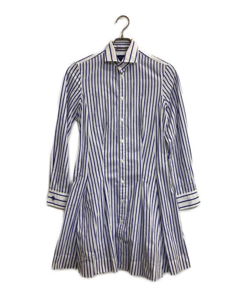 POLO RALPH LAUREN（ポロ・ラルフローレン）POLO RALPH LAUREN (ポロ・ラルフローレン) ストライプシャツワンピース ホワイト サイズ:4の古着・服飾アイテム