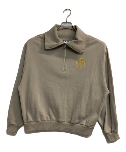 X-GIRL（エックスガール）X-girl (エックスガール) PREP LOGO HALF ZIP SWEAT TOP ベージュ サイズ:Mの古着・服飾アイテム