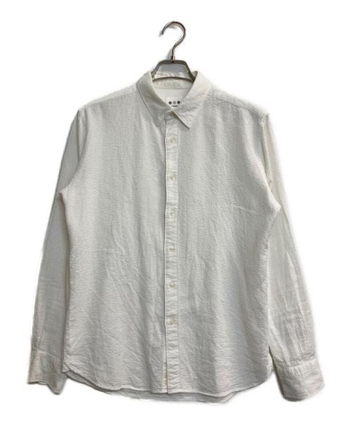 THREE DOTS（スリードッツ）THREE DOTS (スリードッツ) シアサッカーシャツ ホワイト サイズ:Mの古着・服飾アイテム