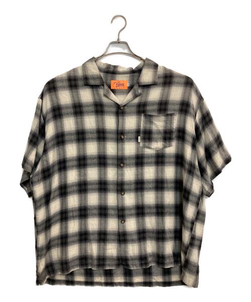 KEBOZ（ケボズ）KEBOZ (ケボズ) オープンカラー オンブレ チェックシャツ ホワイト×ブラック サイズ:ＸＬの古着・服飾アイテム