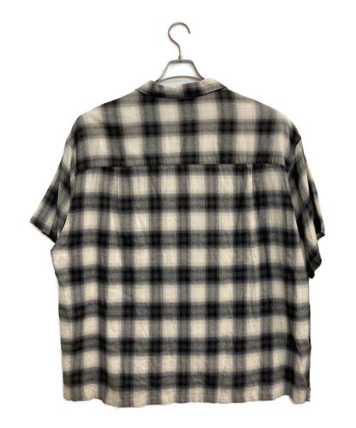 KEBOZ（ケボズ）KEBOZ (ケボズ) オープンカラー オンブレ チェックシャツ ホワイト×ブラック サイズ:ＸＬの古着・服飾アイテム