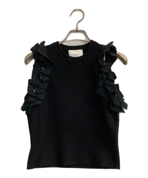 3.1 phillip lim（スリーワンフィリップリム）3.1 phillip lim (スリーワンフィリップリム) サイドジップフリルノースリーブニット ブラック サイズ:XSの古着・服飾アイテム