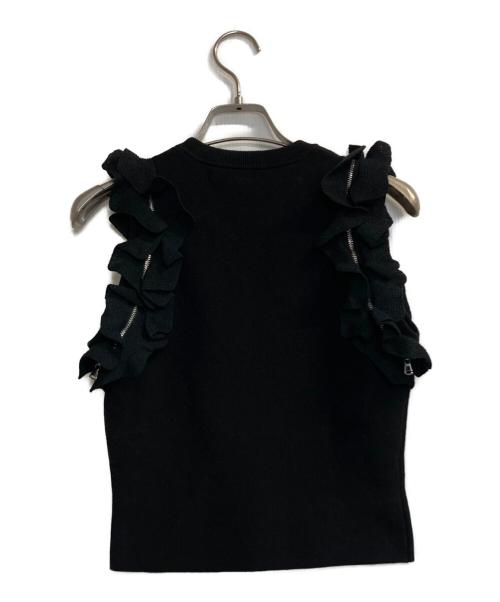 3.1 phillip lim（スリーワンフィリップリム）3.1 phillip lim (スリーワンフィリップリム) サイドジップフリルノースリーブニット ブラック サイズ:XSの古着・服飾アイテム