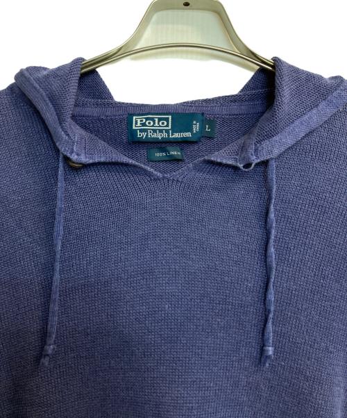 POLO RALPH LAUREN（ポロ・ラルフローレン）POLO RALPH LAUREN (ポロ・ラルフローレン) リネンニットパーカー ネイビー サイズ:Lの古着・服飾アイテム