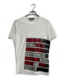 DSQUARED2（ディースクエアード）の古着「テープロゴカットソー」｜ホワイト