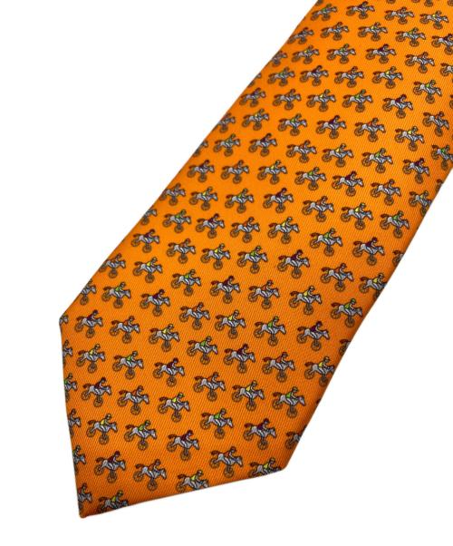 HERMES（エルメス）HERMES (エルメス) 総柄シルクタイ オレンジ サイズ:-の古着・服飾アイテム