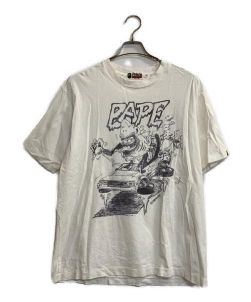 A BATHING APE（アベイシングエイプ）A BATHING APE (アベイシングエイプ) READYMADE (レディメイド) SHARK wide tee ホワイト サイズ:Lの古着・服飾アイテム