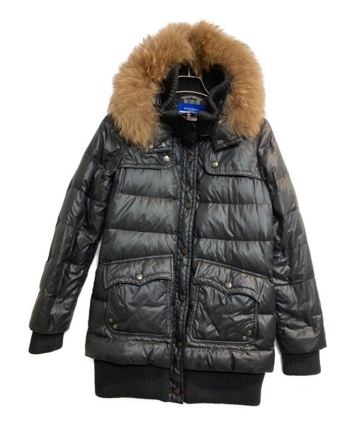 BURBERRY BLUE LABEL（バーバリー ブルー レーベル）BURBERRY BLUE LABEL (バーバリー ブルー レーベル) ファー付ダウンジャケット ブラック サイズ:38の古着・服飾アイテム