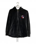 BURBERRYバーバリー）の古着「ワッペンベロアアノラックパーカー」｜ブラック