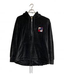 BURBERRY（バーバリー）の古着「ワッペンベロアアノラックパーカー」｜ブラック