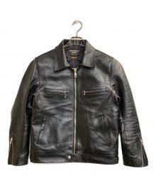 FOUNTAINHEAD LEATHER（ファウンテンヘッドレザー）の古着「HORSEHIDE TEACORE SINGLE LEATHER RIDERS JACKET/ホースハイドティーコアシングルレザーライダースジャケット」｜ブラック