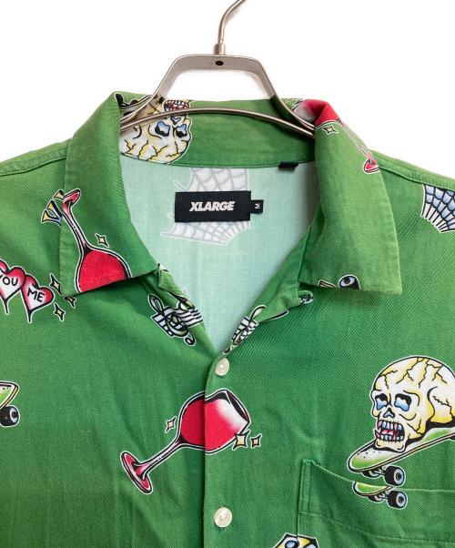 X-LARGE（エクストララージ）X-LARGE (エクストララージ) GOOD TIME PATTERN S/S SHIRT グリーン サイズ:Mの古着・服飾アイテム