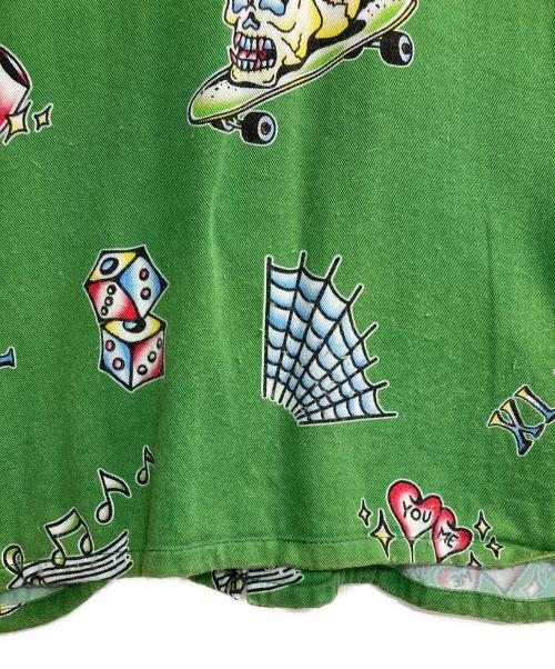 X-LARGE（エクストララージ）X-LARGE (エクストララージ) GOOD TIME PATTERN S/S SHIRT グリーン サイズ:Mの古着・服飾アイテム