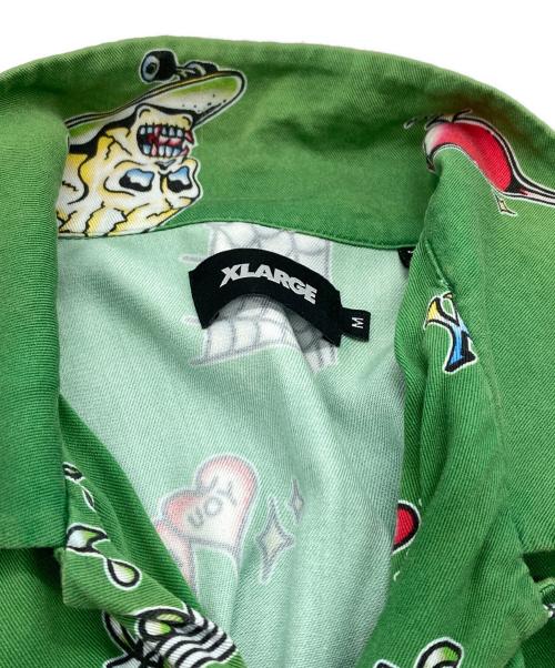 X-LARGE（エクストララージ）X-LARGE (エクストララージ) GOOD TIME PATTERN S/S SHIRT グリーン サイズ:Mの古着・服飾アイテム